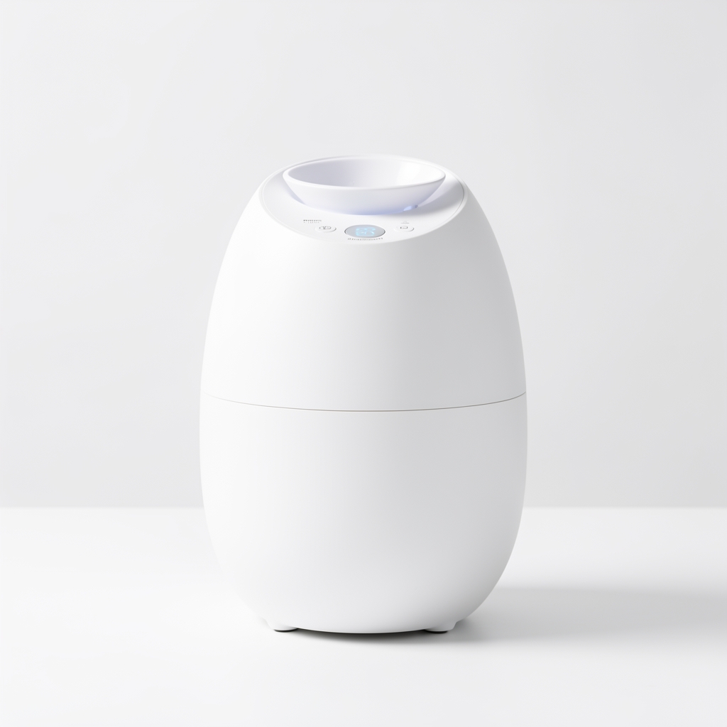 Umidificator ultrasonic Philips HU4803 alb oval cu difuzor superior, fundal alb